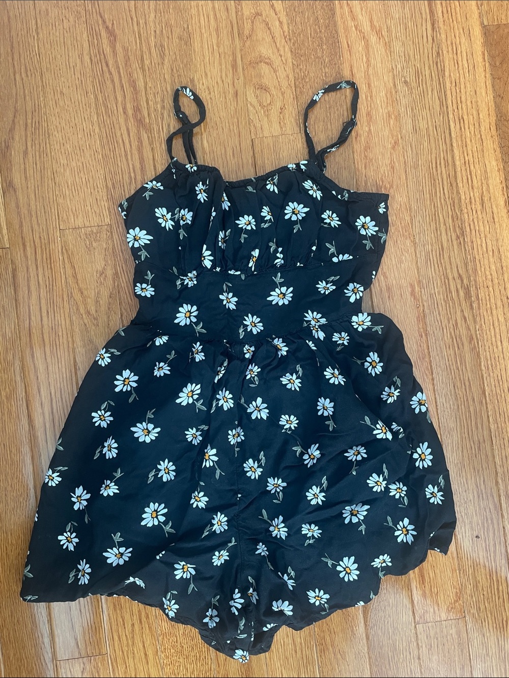 Hollister Black Floral Daisy Romper